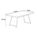 Ver imagem 2 de Mesa de Jantar Retangular P/ 6 Lugares 170cm com Pés em Aço Cor:noce com Dourado