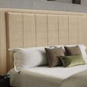 Ver imagem 5 de Cabeceira Opala Cama Box Casal 140cm Linho Bege Dourado