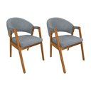 Ver imagem 1 de Kit 2 Cadeiras de Jantar Madeira Maciça Cerejeira Premium Helen Linho Cinza