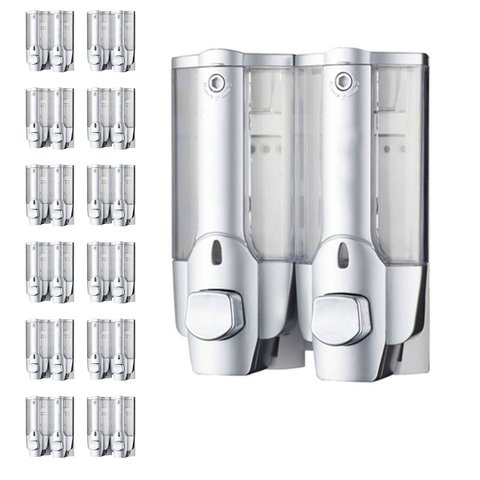 Dispenser Duplo Banheiro Kit 12 Unidades Sabonete Liquido Alcool Gel Shampoo Restaurante Hotel Resis