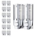 Ver imagem 1 de Dispenser Duplo Banheiro Kit 12 Unidades Sabonete Liquido Alcool Gel Shampoo Restaurante Hotel Resis