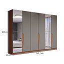 Ver imagem 4 de Guarda-roupa Casal Luxe 2,42 Metros 6 Portas 4 Gavetas com Espelho Freijó/cinza - Panorama Móveis