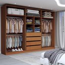 Ver imagem 2 de Guarda-roupa Casal Luxe 2,42 Metros 6 Portas 4 Gavetas com Espelho Freijó/cinza - Panorama Móveis