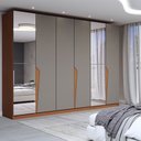 Ver imagem 1 de Guarda-roupa Casal Luxe 2,42 Metros 6 Portas 4 Gavetas com Espelho Freijó/cinza - Panorama Móveis