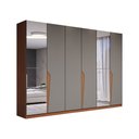 Ver imagem 3 de Guarda-roupa Casal Luxe 2,42 Metros 6 Portas 4 Gavetas com Espelho Freijó/cinza - Panorama Móveis