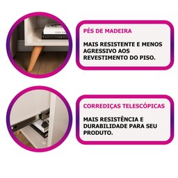 Kit 1 Cabeceira 1.60cm Queen 2 Mesa de Cabeceira Glamur Vitoria Decor Pé Madeira Gaveta Estofada - 4