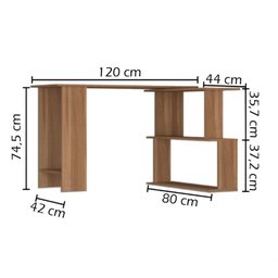 Mesa Escrivaninha Tampo Giratorio 3 Nichos 120x75 Cm B07 Montana Novam - 3
