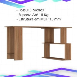 Mesa Escrivaninha Tampo Giratorio 3 Nichos 120x75 Cm B07 Montana Novam - 2