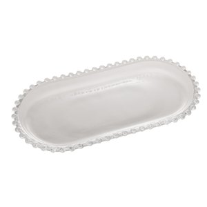 Travessa Oval de Cristal Pearl Bolinha Transparente 30x15cm Wolff