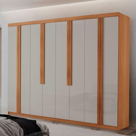Guarda Roupa Casal Senna Mdf com 8 Portas 4 Gavetas Moderna Naturalle/off White