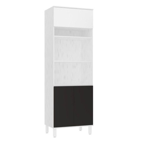 Paneleiro 70cm 3 Portas e 2 Nichos para Forno Microondas Dor Branco/branco Supremo/preto