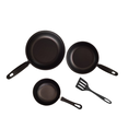 Ver imagem 1 de Kit Jogo Frigideiras Antiaderentes 4 Pçs e Espátula- Preto