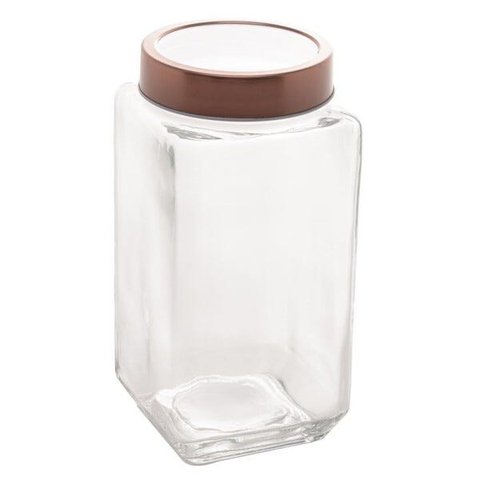Pote de Vidro com Tampa Rose Gold Fashion 1,7L  Lyor