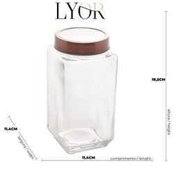 Pote de Vidro com Tampa Rose Gold Fashion 1,7L  Lyor - 5