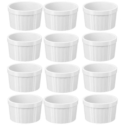 12 Ramekins Brancos 220ml Molheira Sobremesa Petiscos Uno Coza Restaurante Lanchonete