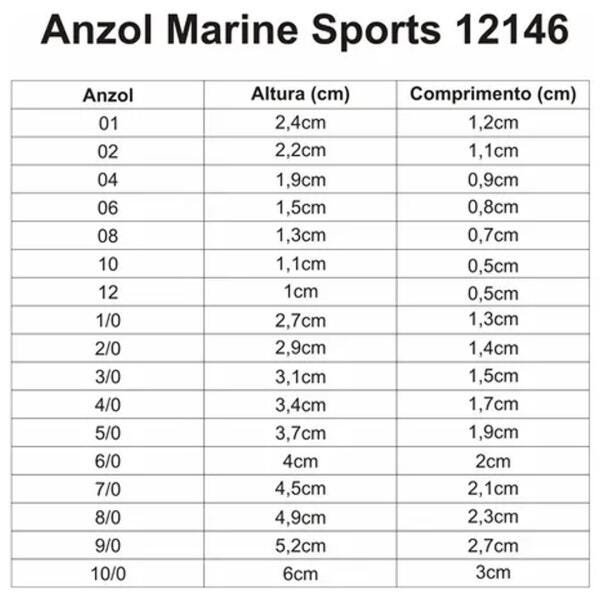 Anzol Pesca Marine Sports 12146 N°4/0 (3,4Cm) Black 25 Peças - 3