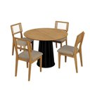 Ver imagem 2 de Conjunto Sala de Jantar Mesa Redonda Nature com 4 Cadeiras Tela Sintética Freijó/preto/bouclé Césare
