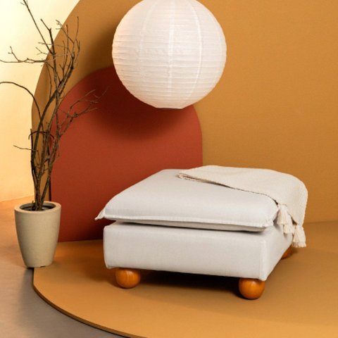 Puff Modular com Pé Bolinha Sôma CabeCasa MadeiraOriginals