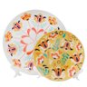 Kit 2 Pratos Decorativos Cerâmica Flowers com Suporte Transparente para Mesa - 1