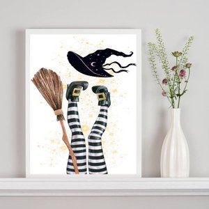 Quadro Decorativo Bruxa Cansada 33x24cm - com Vidro:moldura Branca