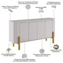Ver imagem 5 de Aparador Buffet para Sala de Jantar Orgânico 4 Portas 160cm Bahia B02 Off White - Lyam Decor
