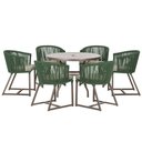 Ver imagem 1 de Mesa com 6 Cadeiras de Jantar Roma 120cm e Noronha em Alumínio Marrom Corda Náutica Estofado 8 Trama