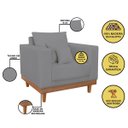 Ver imagem 2 de Poltrona Living Resistente Linho Base Madeira com Almofadas