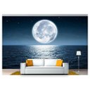 Ver imagem 1 de Papel de Parede Lua Noite Praia Mar Oceano 3d Nsk72
