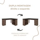 Ver imagem 6 de Mesa Escrivaninha 3 Gavetas com Nichos em L Marilu Ipê/preto