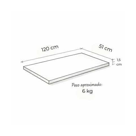 Tampo de Cozinha 120x51cm Branco Supremo P/ Balcão de Pia Armário Cooktop em Madeira Resistente