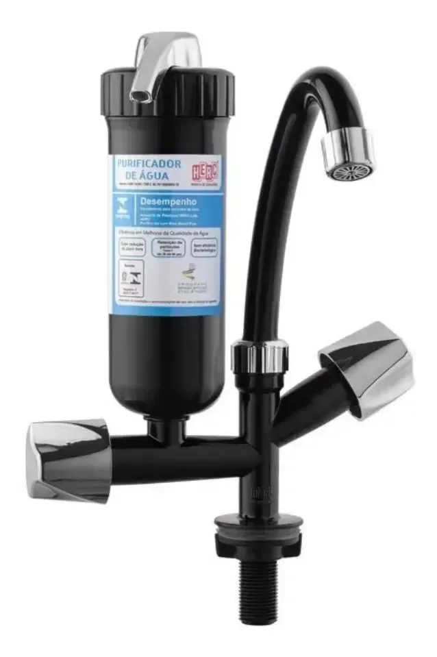Torneira com Filtro de Mesa para Cozinha Preto/branco Herc:preto / Cromado