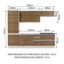 Ver imagem 4 de Armário de Cozinha Completa 100% MDF 260cm Branco/Rustic Acordes Madesa 01