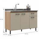 Ver imagem 4 de Balcão de Cozinha para Pia Maysa 3 Portas 1 Gaveta Madeira Oak/dunas - Móveis Sul
