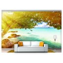 Ver imagem 1 de Papel de Parede Praia Mar Árvore Pedras 3d Npr214