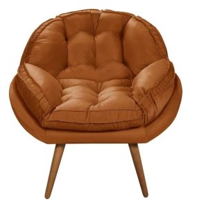 Poltrona Decorativa Califórnia em Tecido Suede Pés Madeira - Terracota