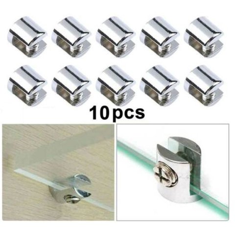 Kit C/10 Suportes Prateleira de Vidro Fenda Compacta 6mm Aço
