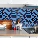Ver imagem 2 de Papel De Parede Pastilhas Azul E Preto Autocolante Cozinha