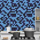 Ver imagem 3 de Papel De Parede Pastilhas Azul E Preto Autocolante Cozinha