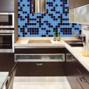 Ver imagem 4 de Papel De Parede Pastilhas Azul E Preto Autocolante Cozinha