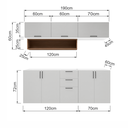 Ver imagem 5 de Cozinha Completa Bella Mdf 7 Portas 3 Gavetas Cinza Branco