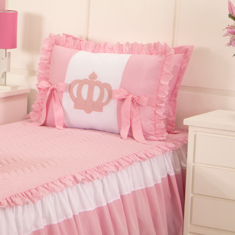 Colcha Solteiro Realeza Rosa 3 Peças Deccoralle