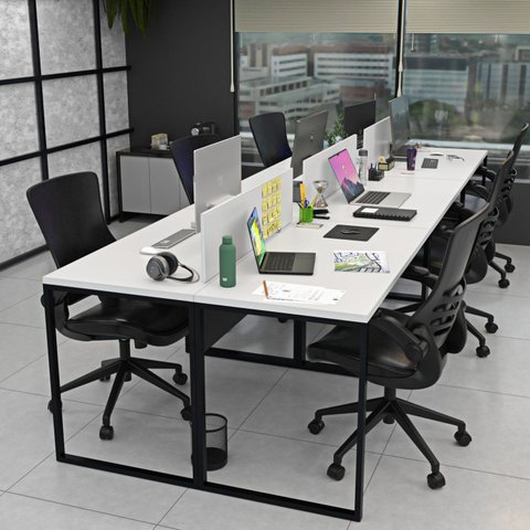Estação Trabalho Mesa Industrial 6 Lugares Office Netmobil - Branco