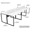 Ver imagem 5 de Estação Trabalho Mesa Industrial 6 Lugares Office Netmobil - Branco