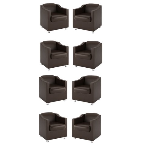 Kit 8 Poltronas para Recepção Consultorio Médico Balaqui Cor:marrom