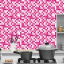 Ver imagem 5 de Papel De Parede Pastilha Rosa Autocolante Banheiro E Cozinha