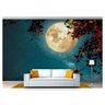 Papel De Parede Lua Cheia Noite Céu Folhas 3D 7,50M² Lua40 - 1