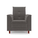Ver imagem 6 de Poltrona de Amamentação Quarto Infantil com Puff Kate Pés Palito Suede Grafite + Binde Amofada New B