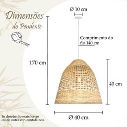 2 Pendente de Bambu Artesanal Fibra Natural E27 Sala Nat18 - 6
