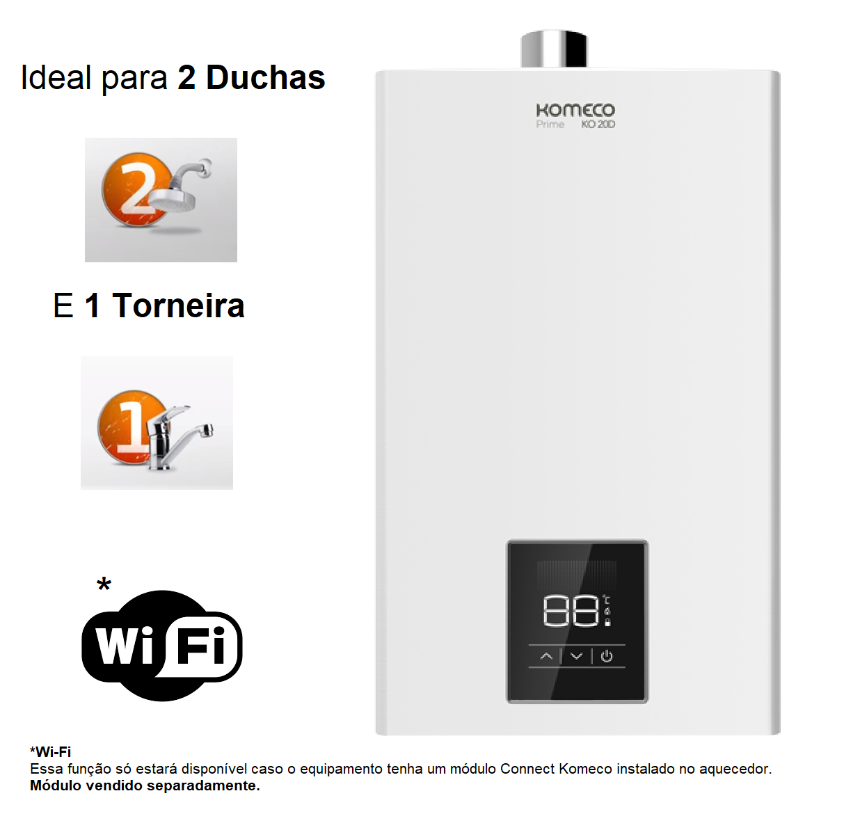 Aquecedor de Água a Gás Komeco Ko 21 D Prime 21 Litros Glp com Modulo Wi Fi - 4