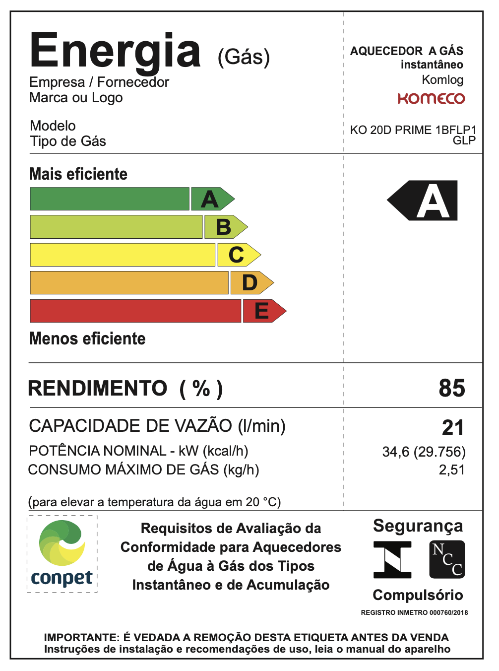 Aquecedor de Água a Gás Komeco Ko 21 D Prime 21 Litros Glp com Modulo Wi Fi - 8